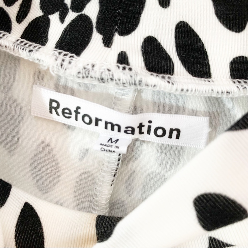 Reformation Bailey Cheetah Mock Neck Knit Top Long Sleeves Black White M NWT - Picture 5 of 10